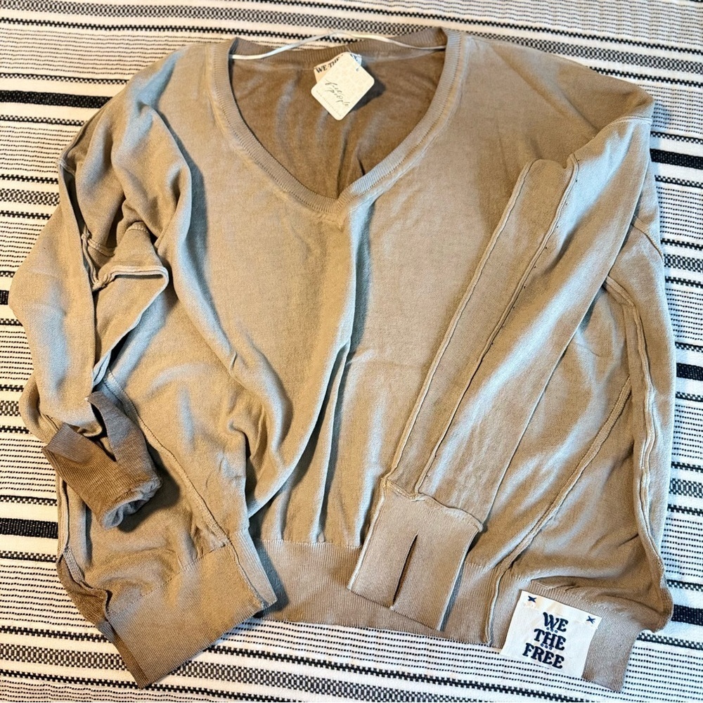 Free People Gibson V-Neck Pullover Women Top Sweater Medium - Picture 11 of 15